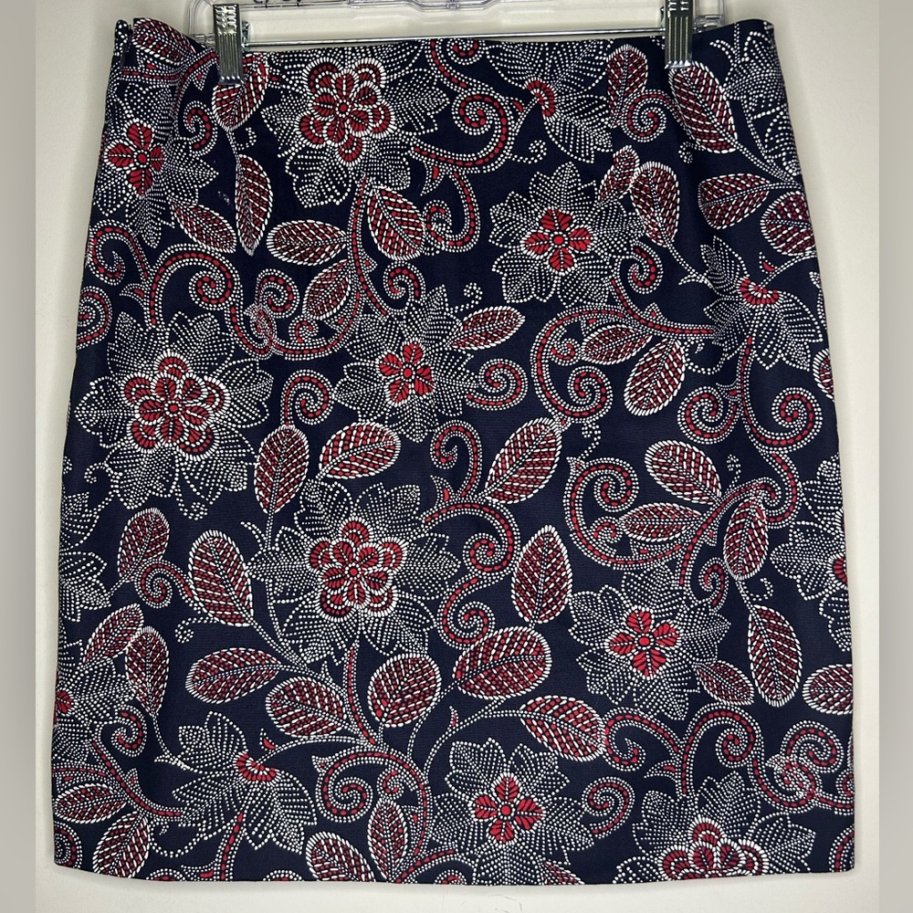 Talbots Navy and Red Floral pencil Skirt SKU A12 - Picture 2 of 6